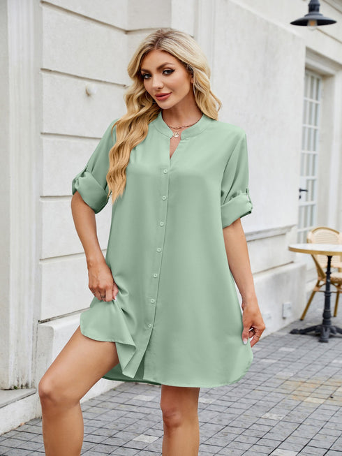 notched-long-sleeve-mini-shirt-dress OhSoStyled - Sophia's Style-12